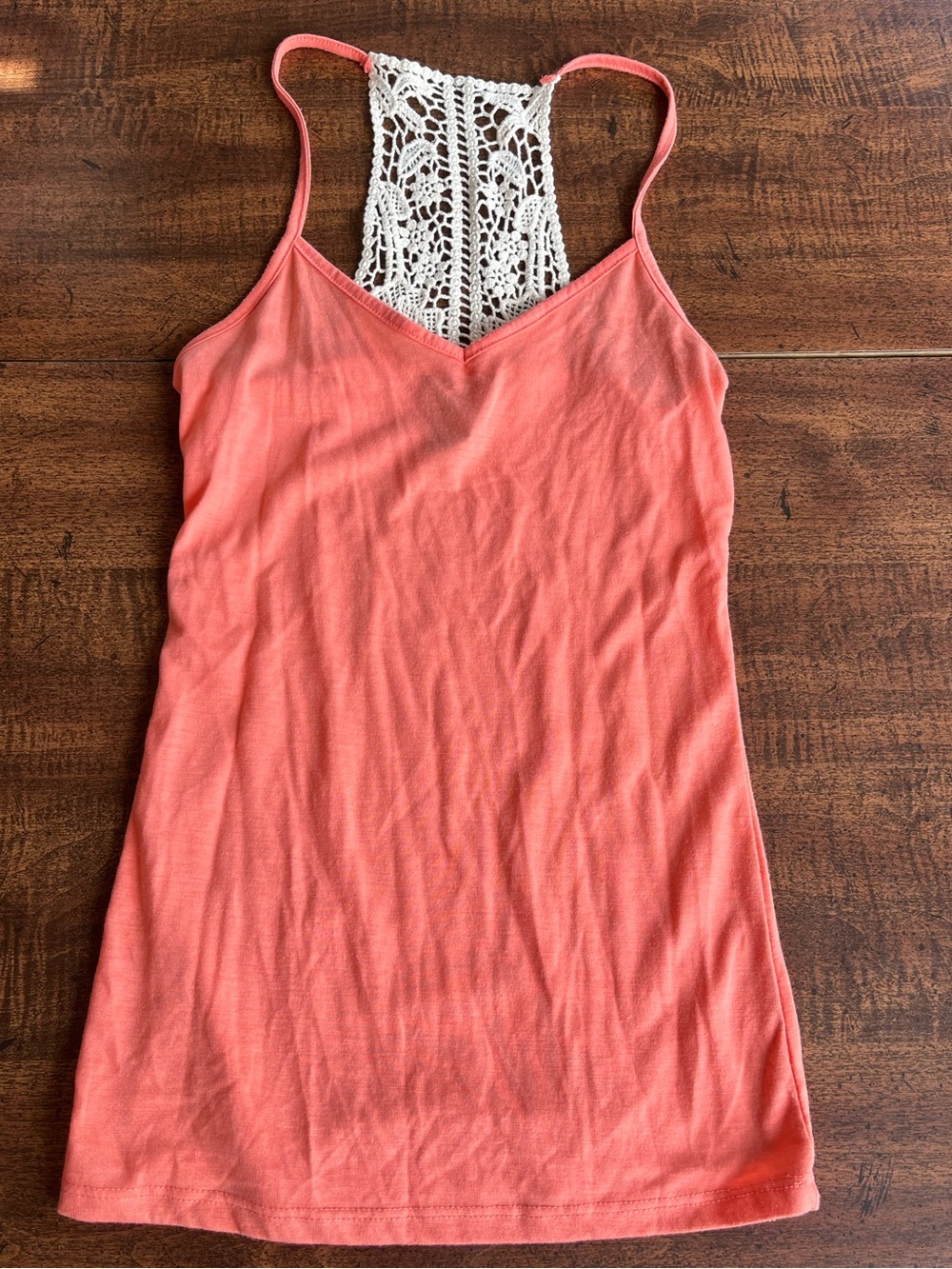 Rue 21 Peach Crochet Accent Racerback Tank Top Women’s Small Y2K Boho Festival